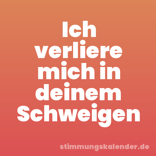 Ich verliere mich in deinem Schweigen