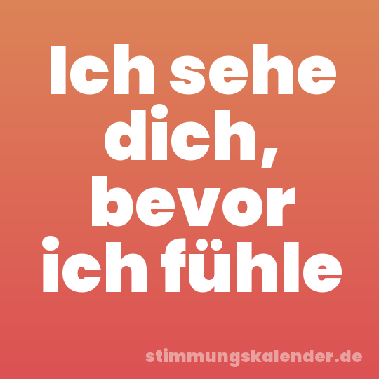 Ich sehe dich, bevor ich fühle