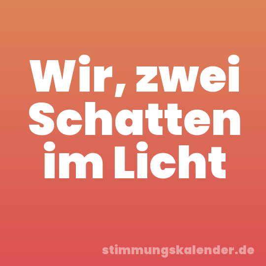 Wir, zwei Schatten im Licht