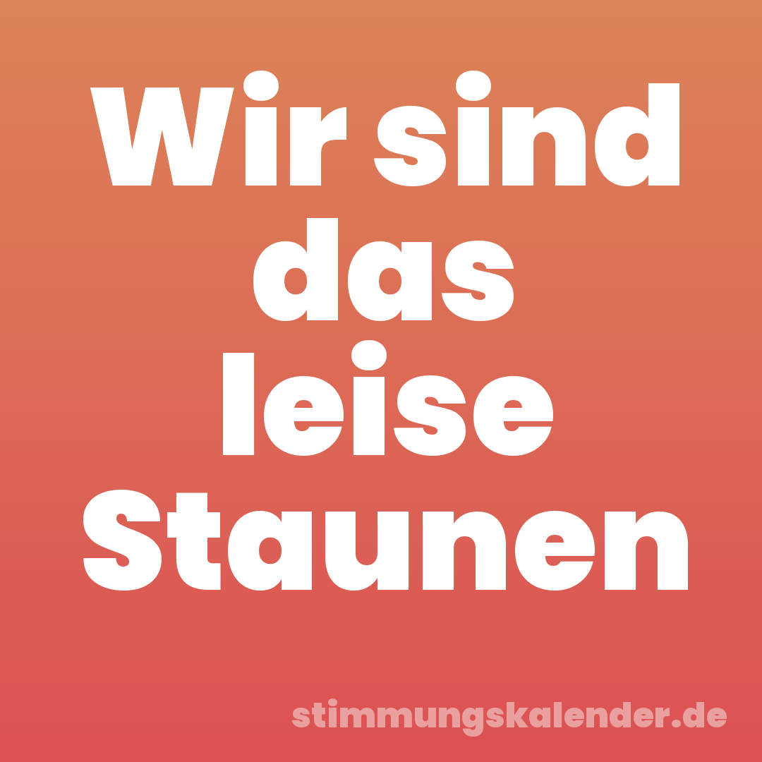 Wir sind das leise Staunen