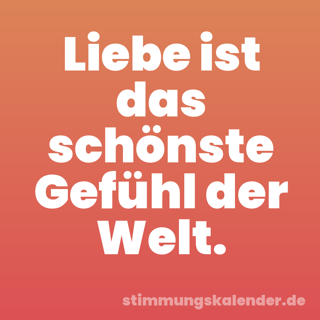 Liebe ist das schönste Gefühl der Welt.