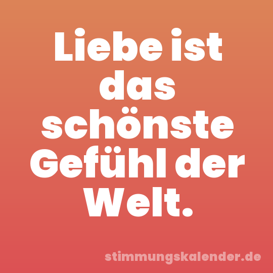 Liebe ist das schönste Gefühl der Welt.