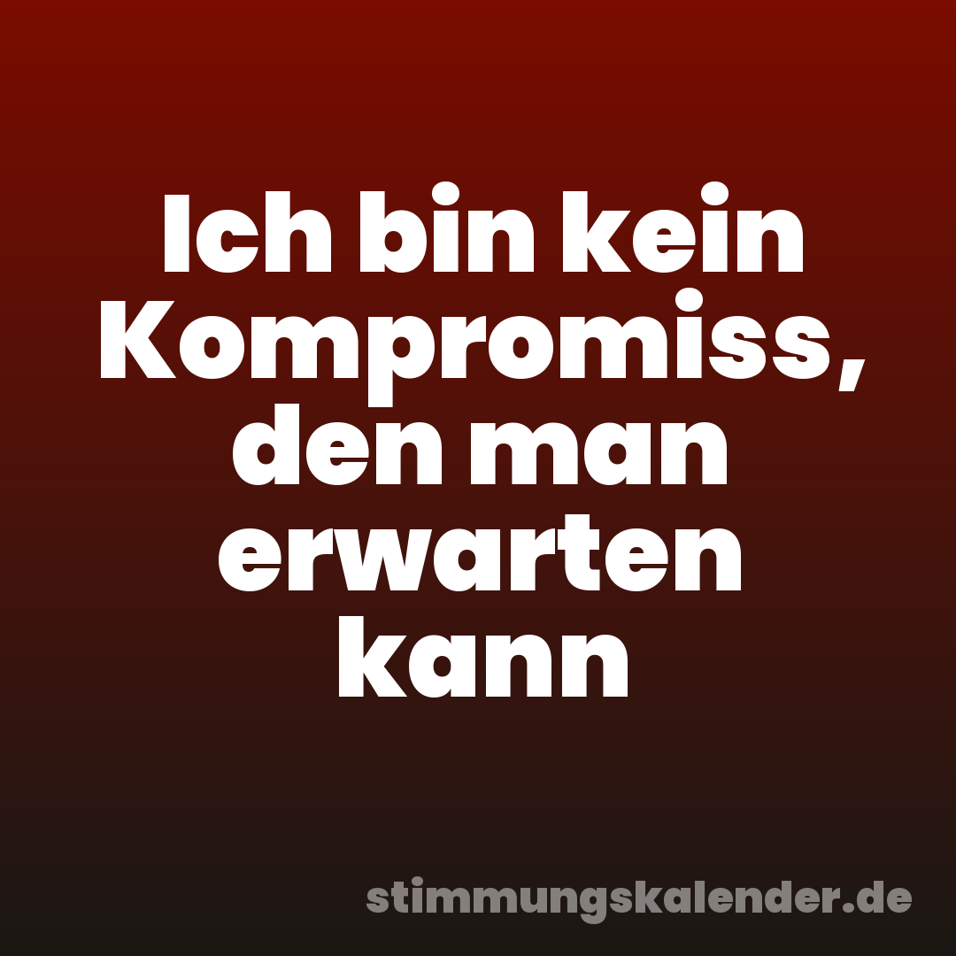 Ich bin kein Kompromiss, den man erwarten kann