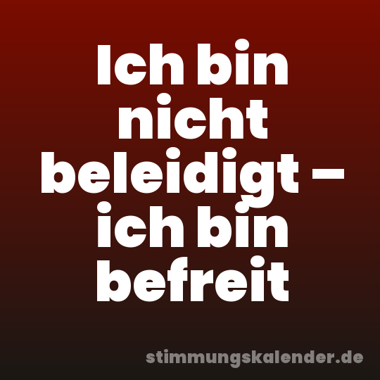 Ich bin nicht beleidigt – ich bin befreit