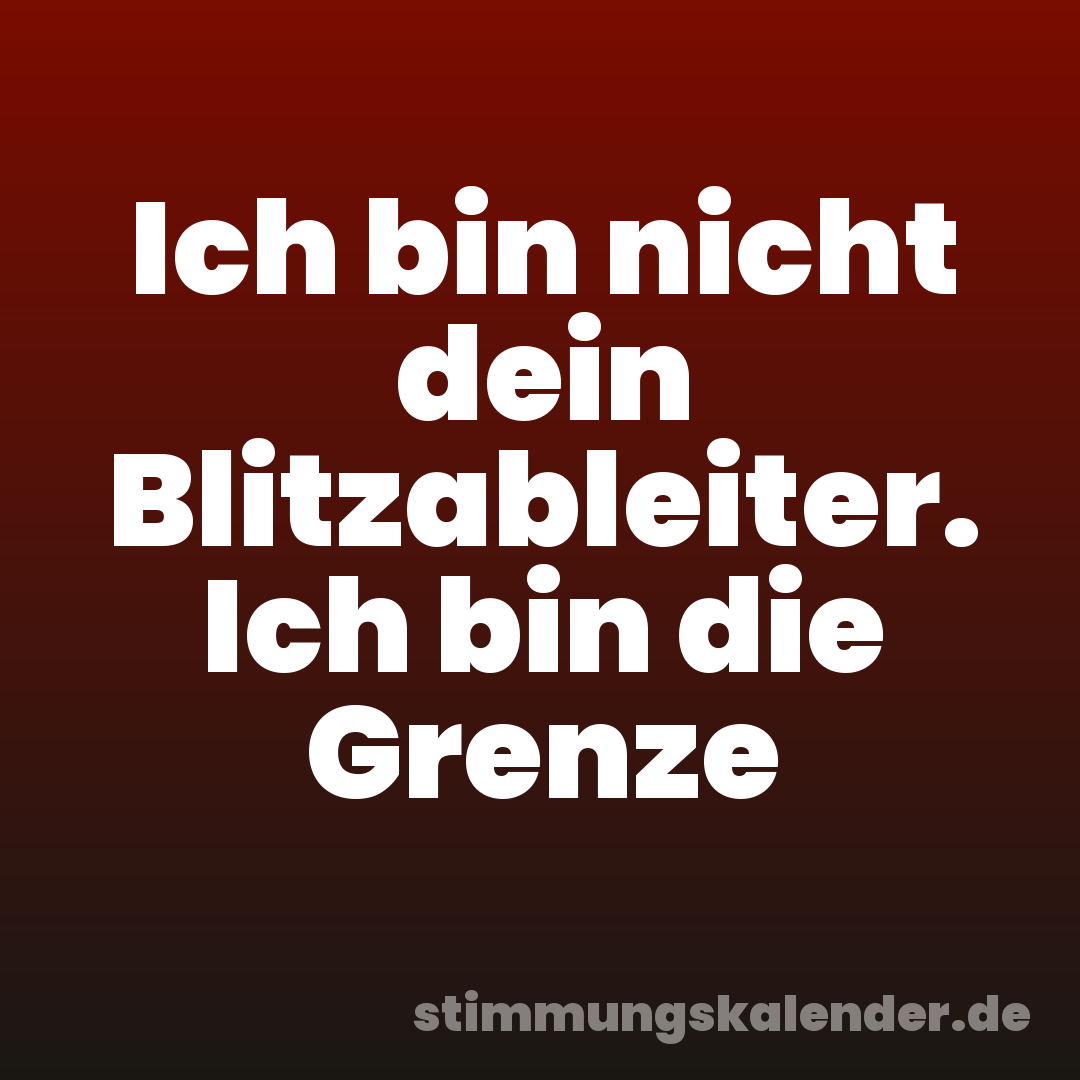 Ich bin nicht dein Blitzableiter. Ich bin die Grenze