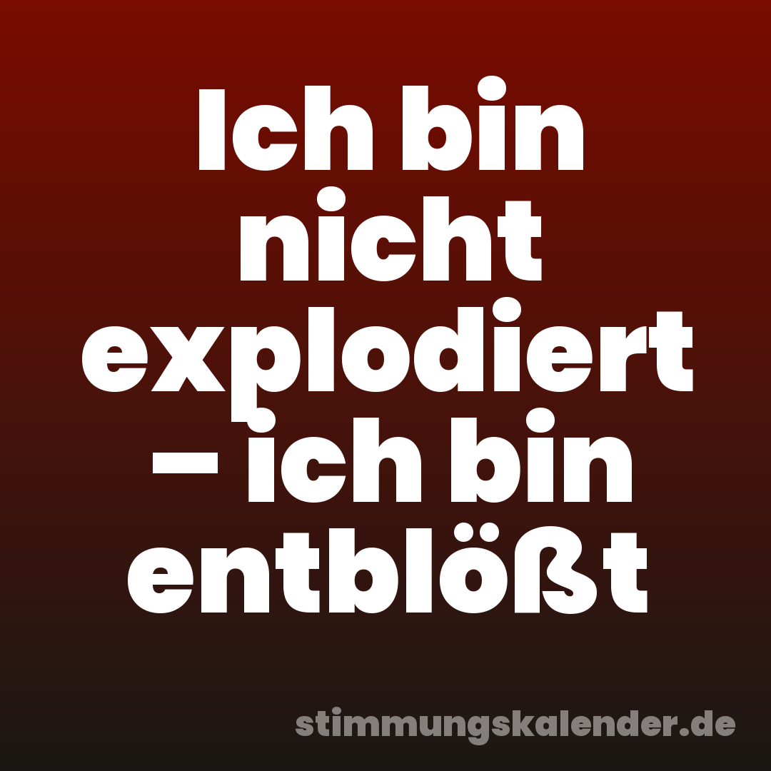 Ich bin nicht explodiert – ich bin entblößt