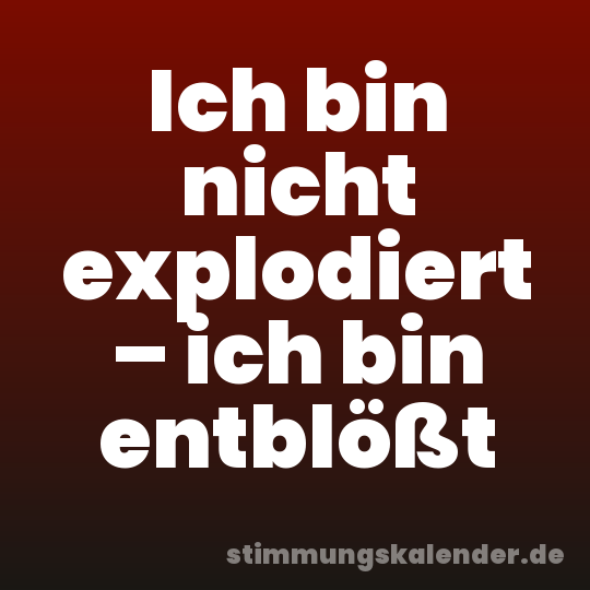Ich bin nicht explodiert – ich bin entblößt