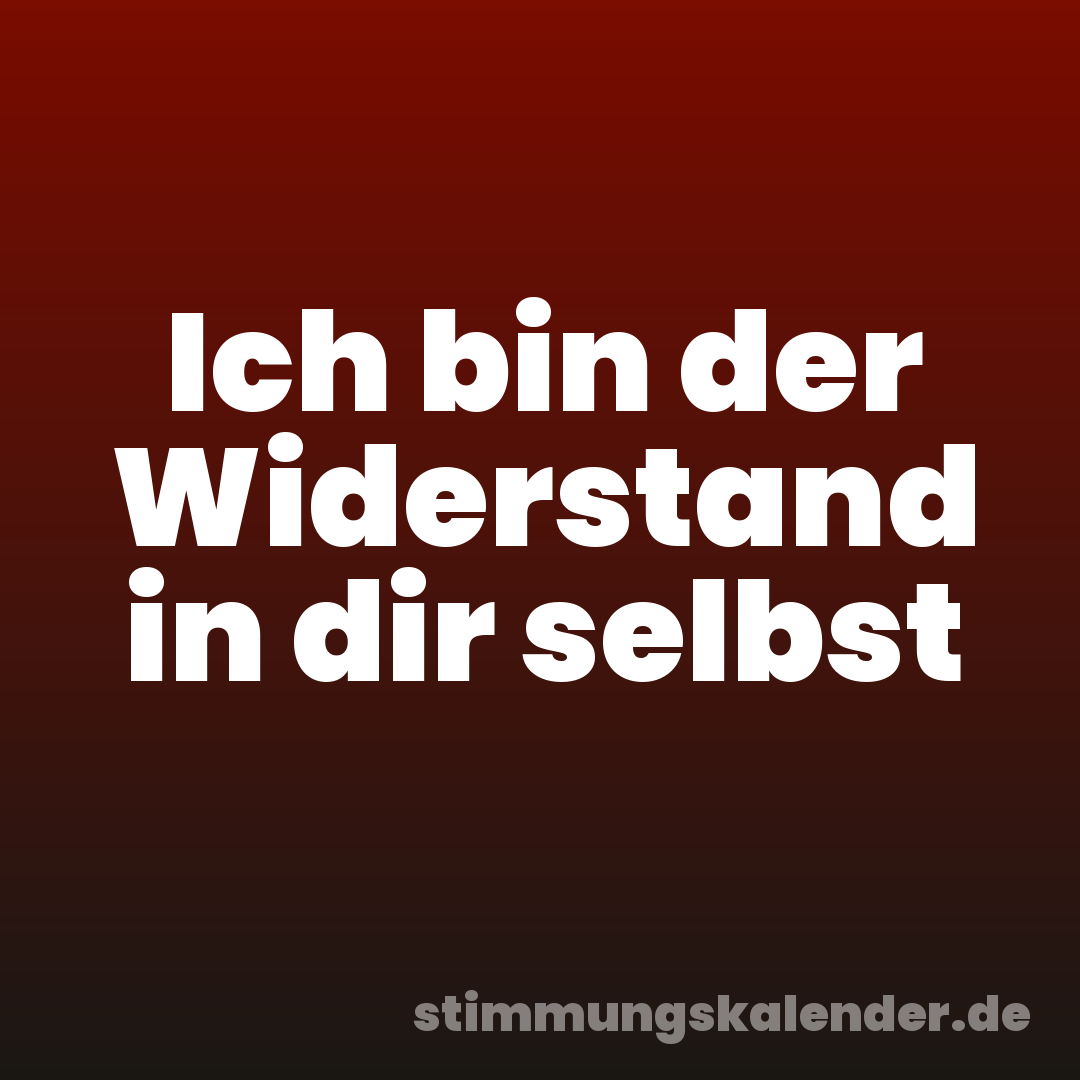 Ich bin der Widerstand in dir selbst