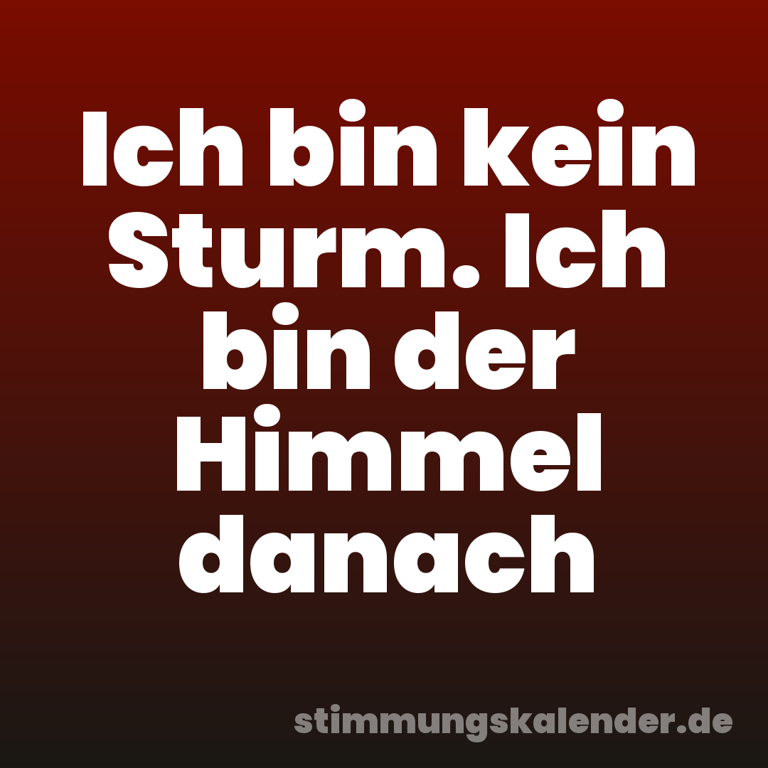 Ich bin kein Sturm. Ich bin der Himmel danach