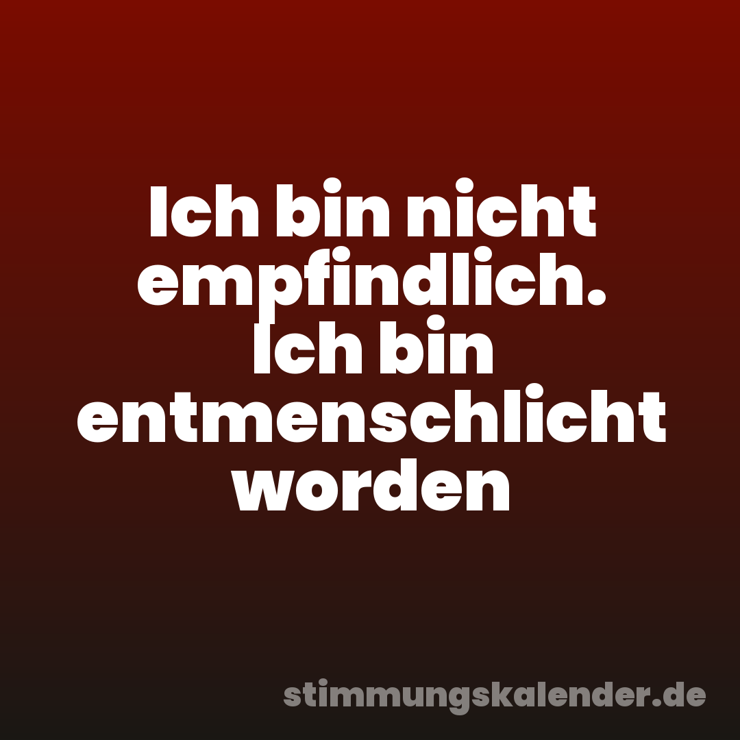 Ich bin nicht empfindlich. Ich bin entmenschlicht worden