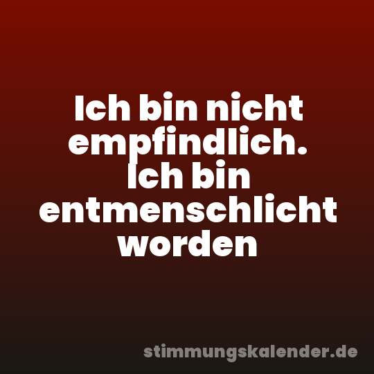Ich bin nicht empfindlich. Ich bin entmenschlicht worden