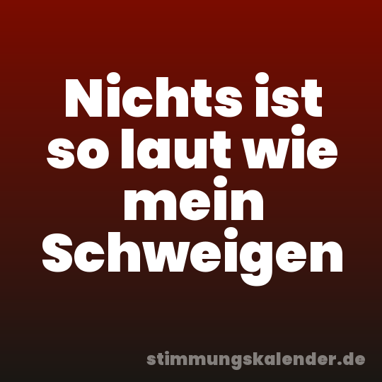 Nichts ist so laut wie mein Schweigen