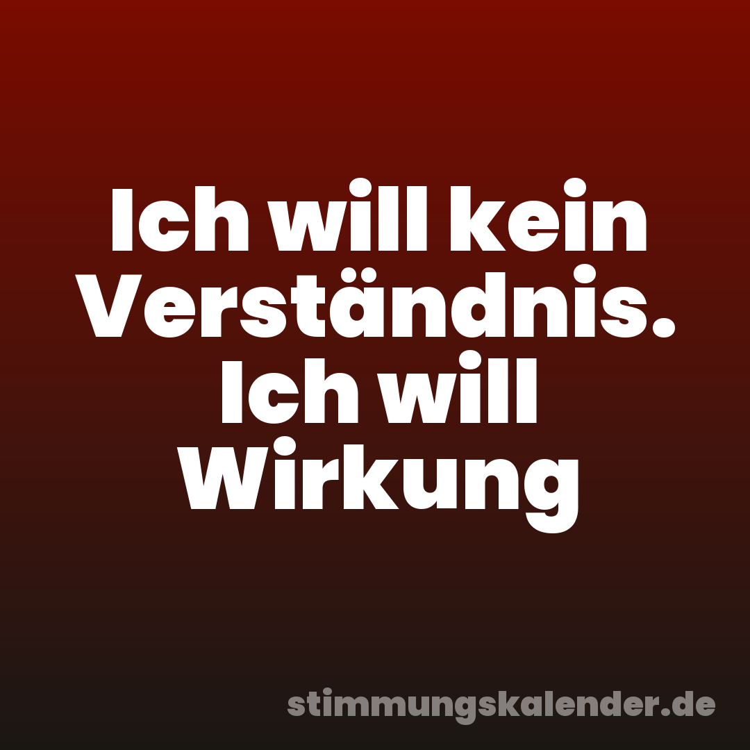 Ich will kein Verständnis. Ich will Wirkung