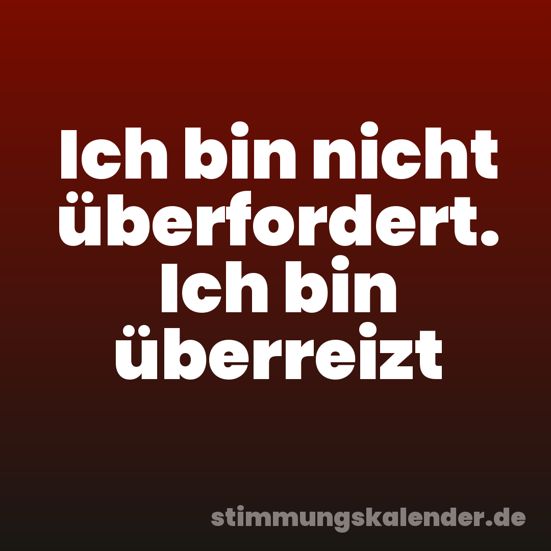 Ich bin nicht überfordert. Ich bin überreizt