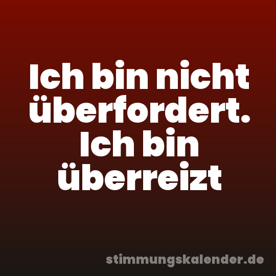 Ich bin nicht überfordert. Ich bin überreizt
