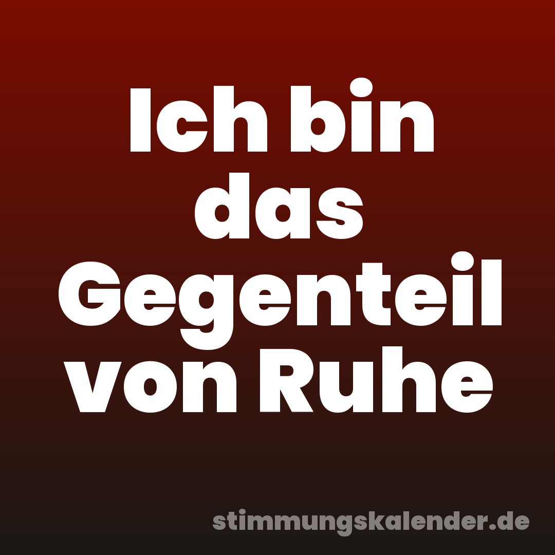 Ich bin das Gegenteil von Ruhe