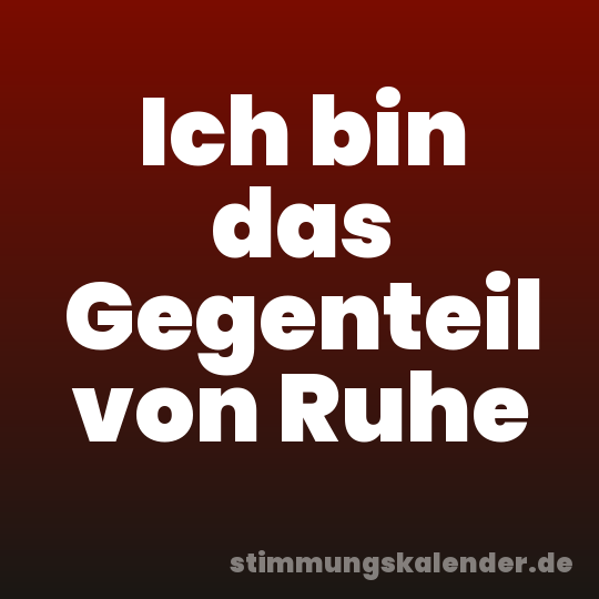 Ich bin das Gegenteil von Ruhe