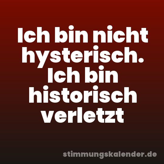 Ich bin nicht hysterisch. Ich bin historisch verletzt