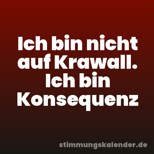 Ich bin nicht auf Krawall. Ich bin Konsequenz