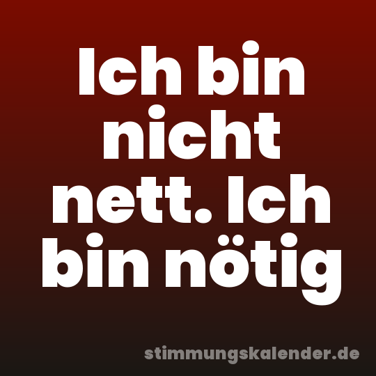 Ich bin nicht nett. Ich bin nötig