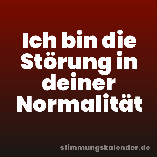 Ich bin die Störung in deiner Normalität