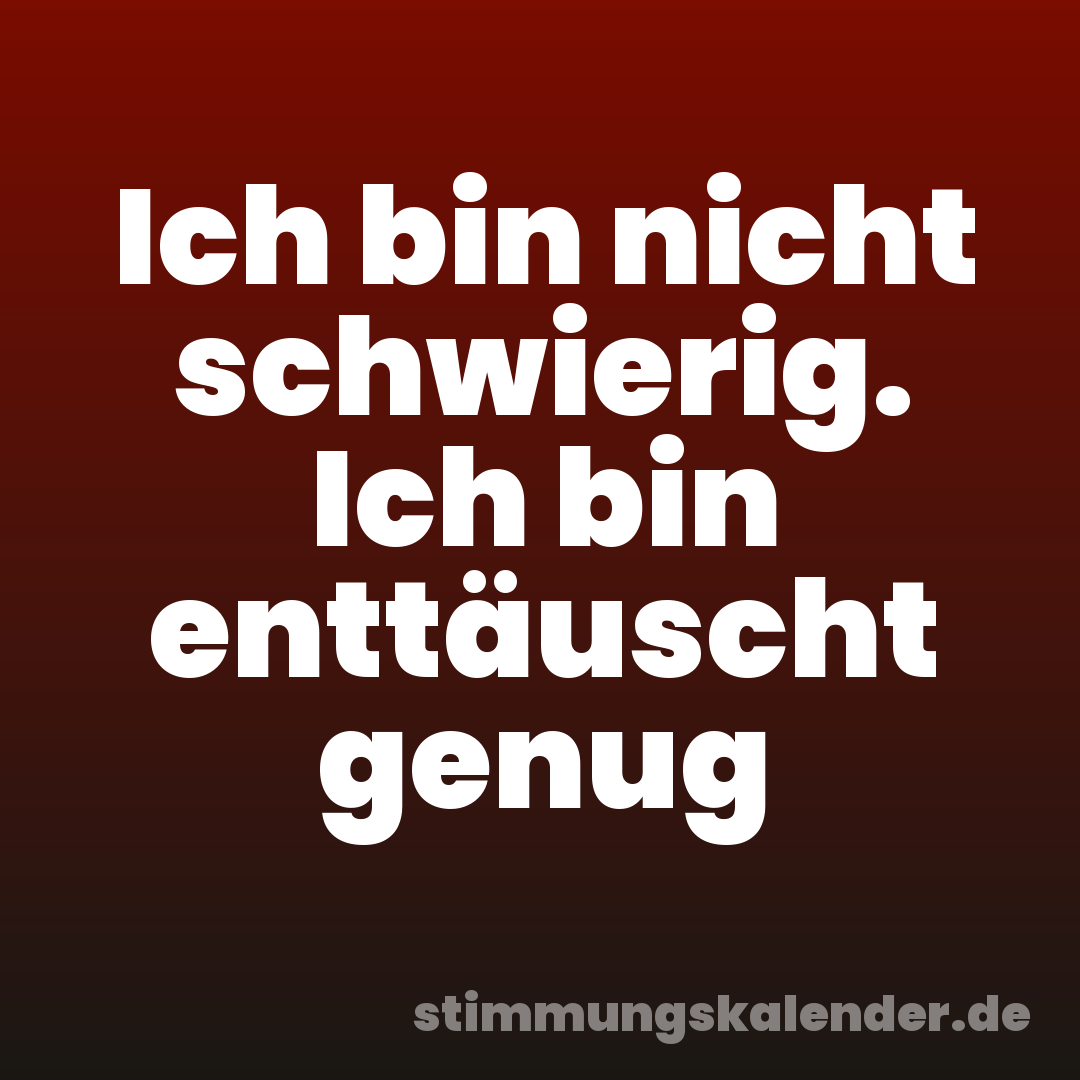 Ich bin nicht schwierig. Ich bin enttäuscht genug
