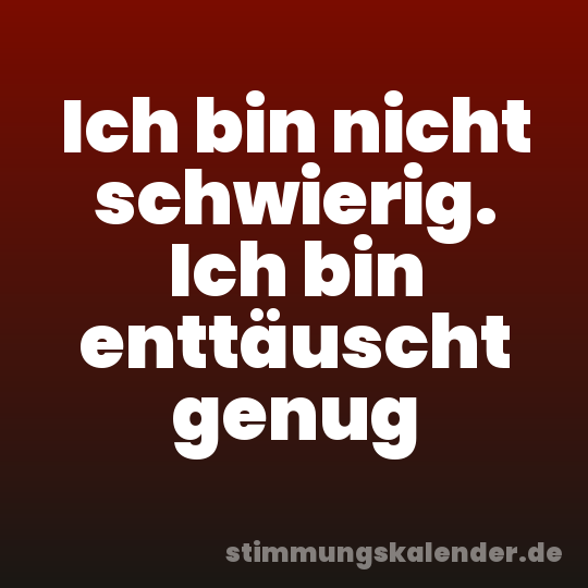 Ich bin nicht schwierig. Ich bin enttäuscht genug