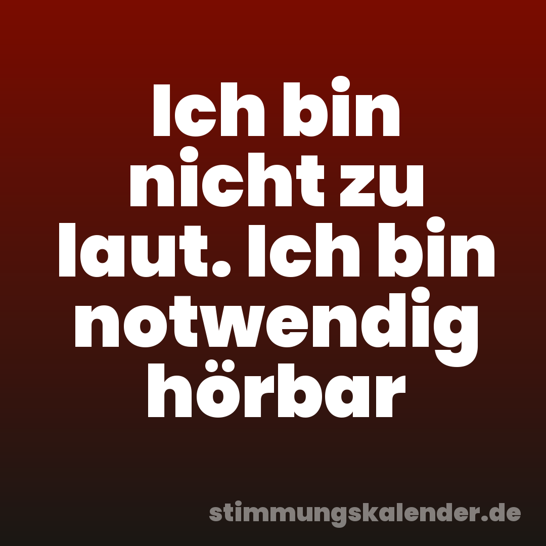 Ich bin nicht zu laut. Ich bin notwendig hörbar