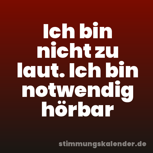 Ich bin nicht zu laut. Ich bin notwendig hörbar