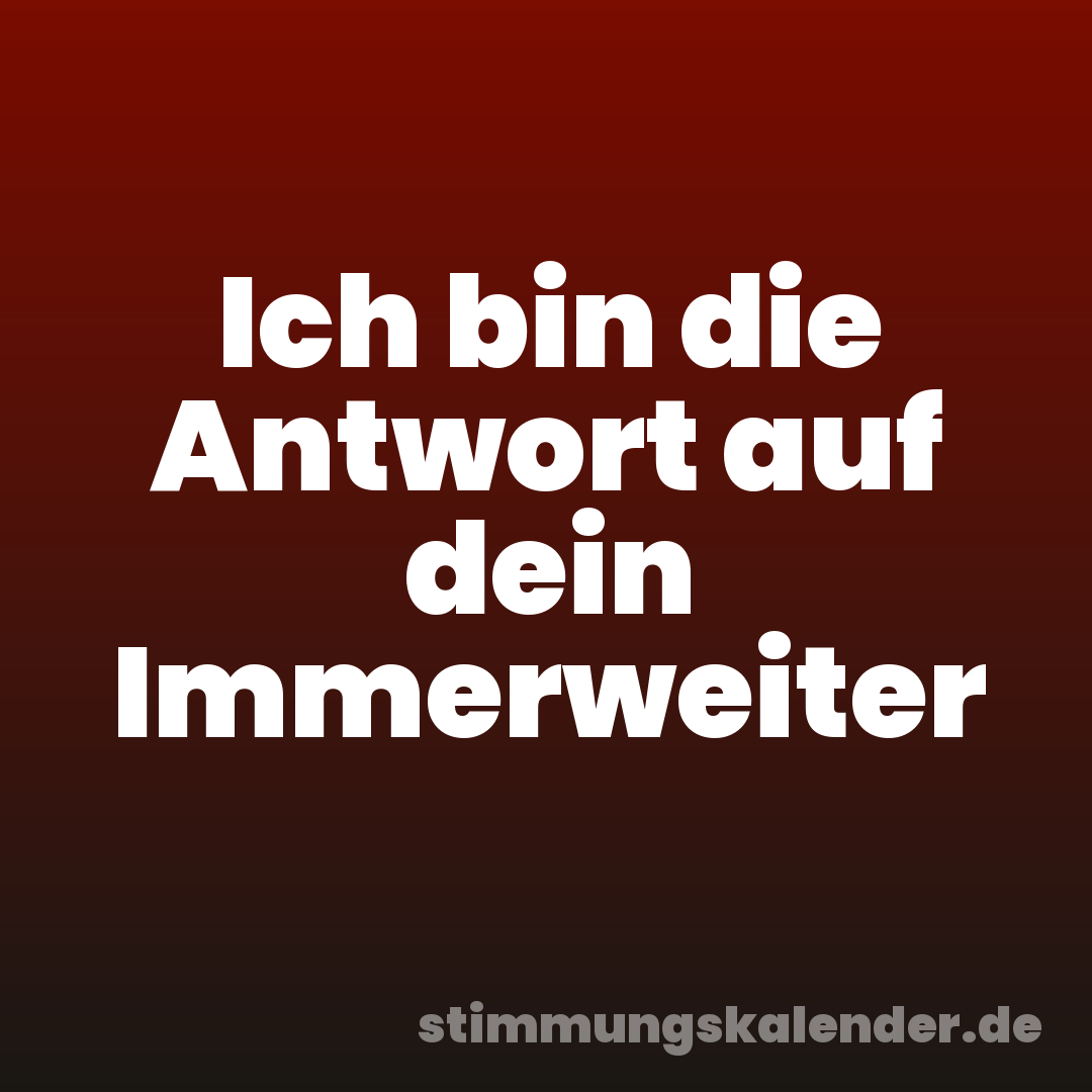 Ich bin die Antwort auf dein Immerweiter
