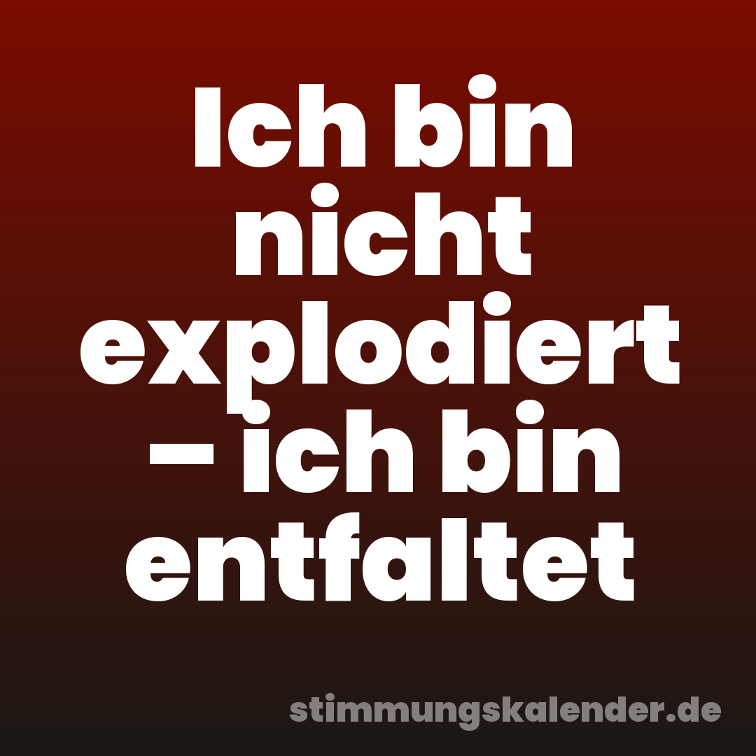 Ich bin nicht explodiert – ich bin entfaltet