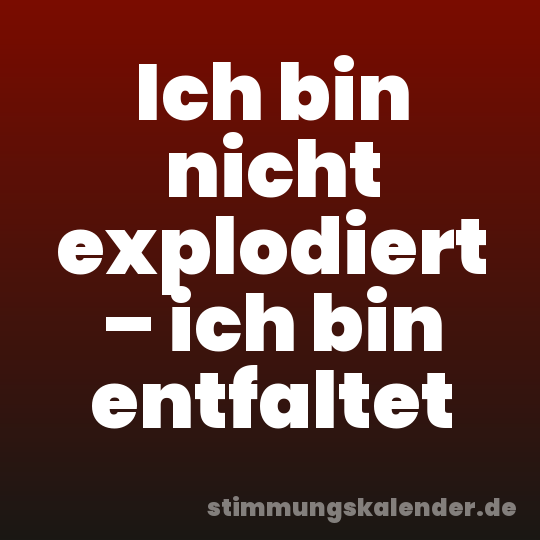 Ich bin nicht explodiert – ich bin entfaltet