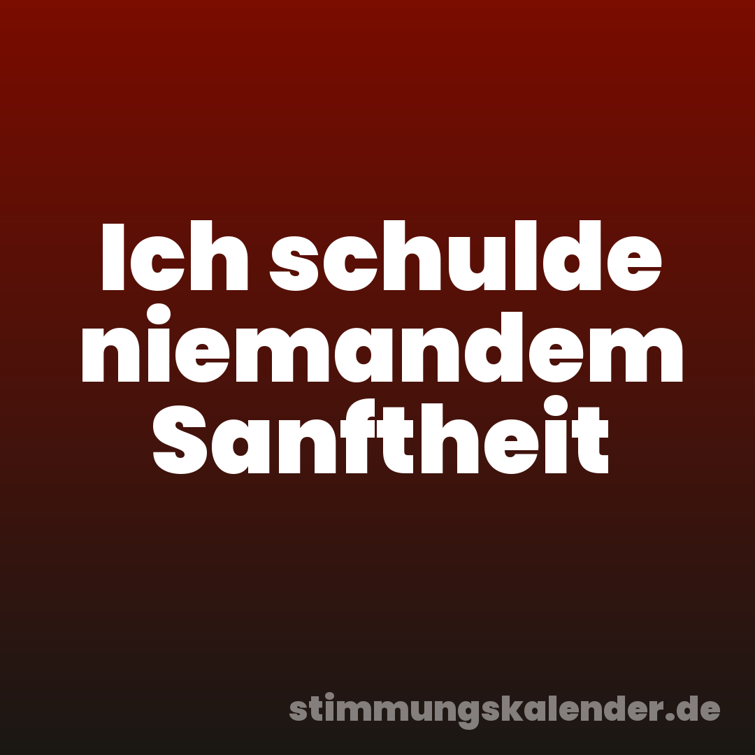 Ich schulde niemandem Sanftheit