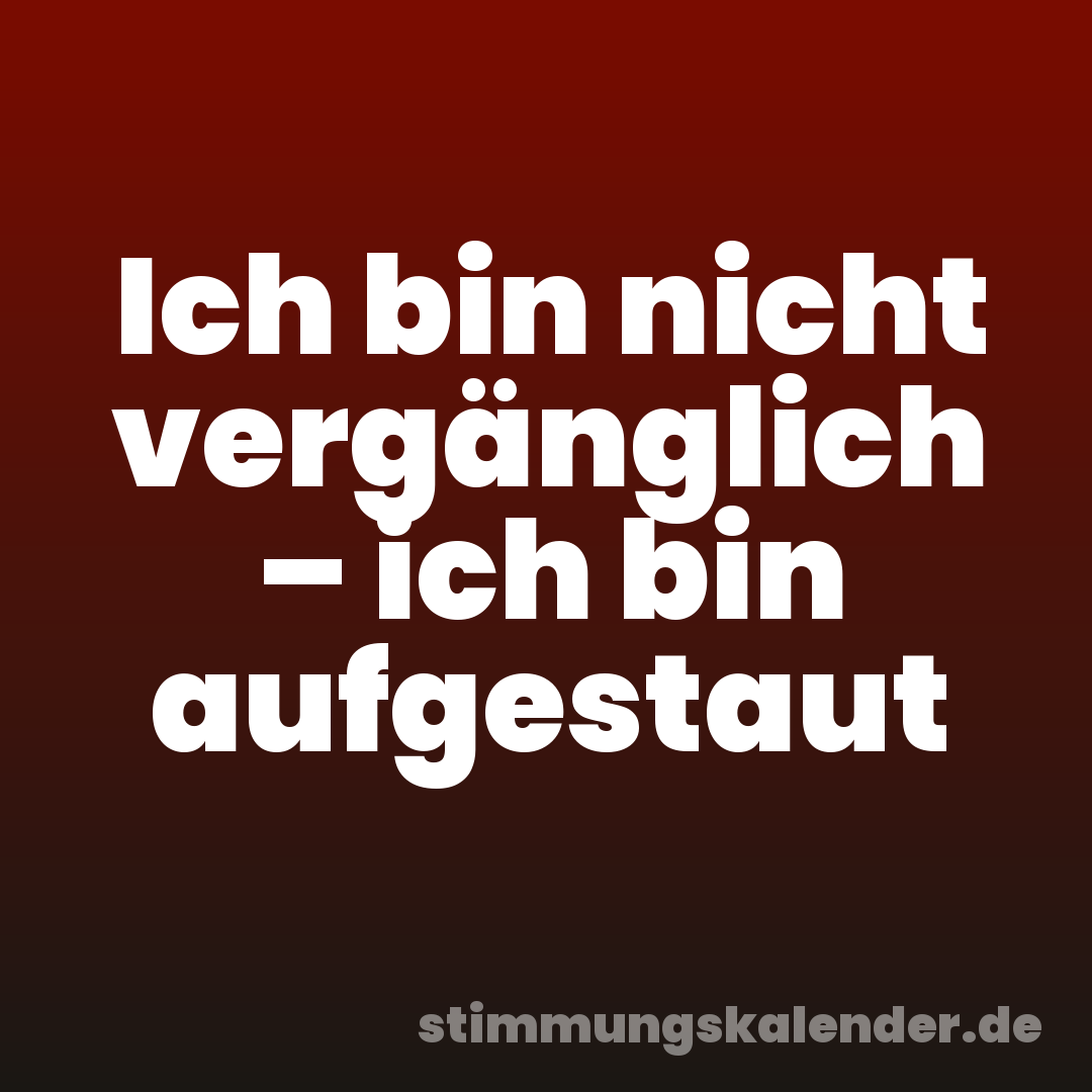 Ich bin nicht vergänglich – ich bin aufgestaut