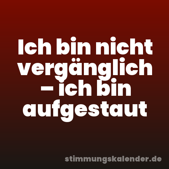 Ich bin nicht vergänglich – ich bin aufgestaut