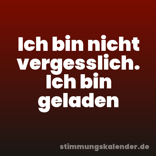 Ich bin nicht vergesslich. Ich bin geladen