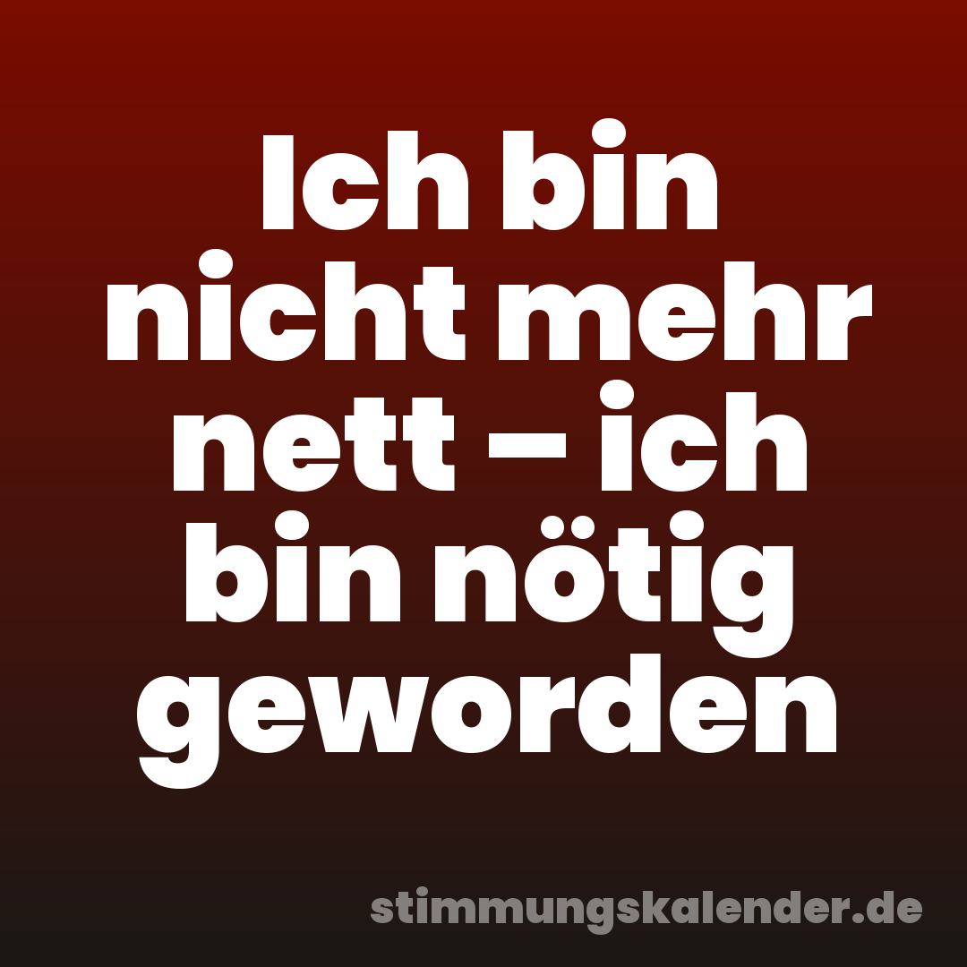 Ich bin nicht mehr nett – ich bin nötig geworden