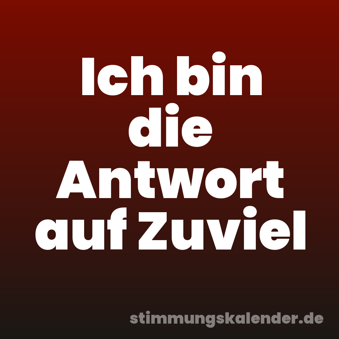 Ich bin die Antwort auf Zuviel