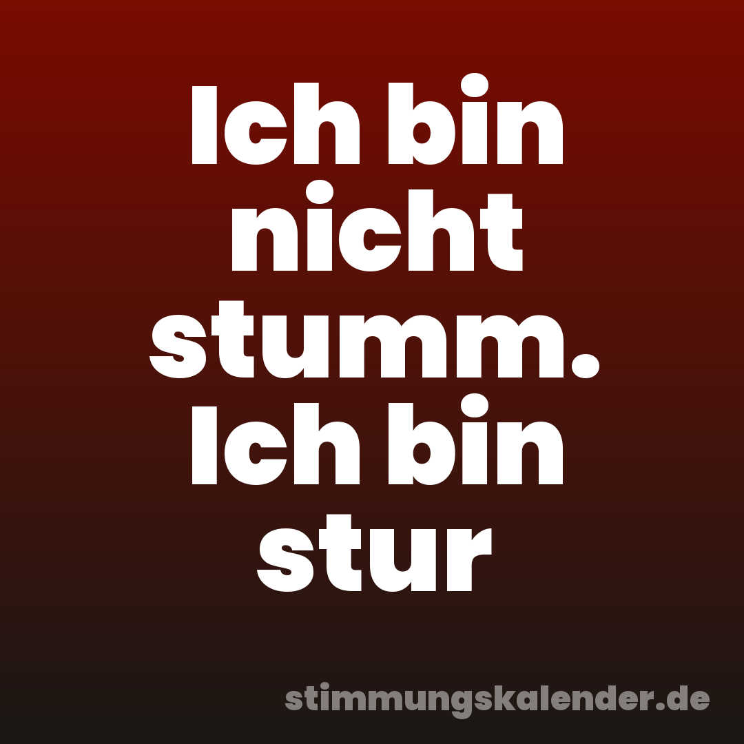 Ich bin nicht stumm. Ich bin stur