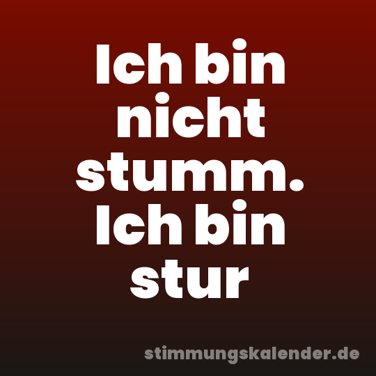 Ich bin nicht stumm. Ich bin stur