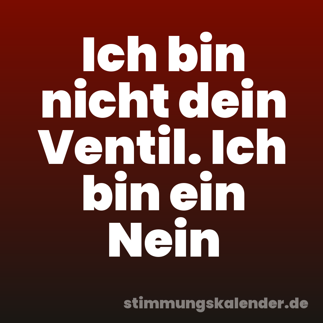 Ich bin nicht dein Ventil. Ich bin ein Nein