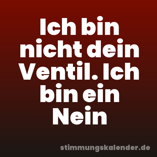 Ich bin nicht dein Ventil. Ich bin ein Nein