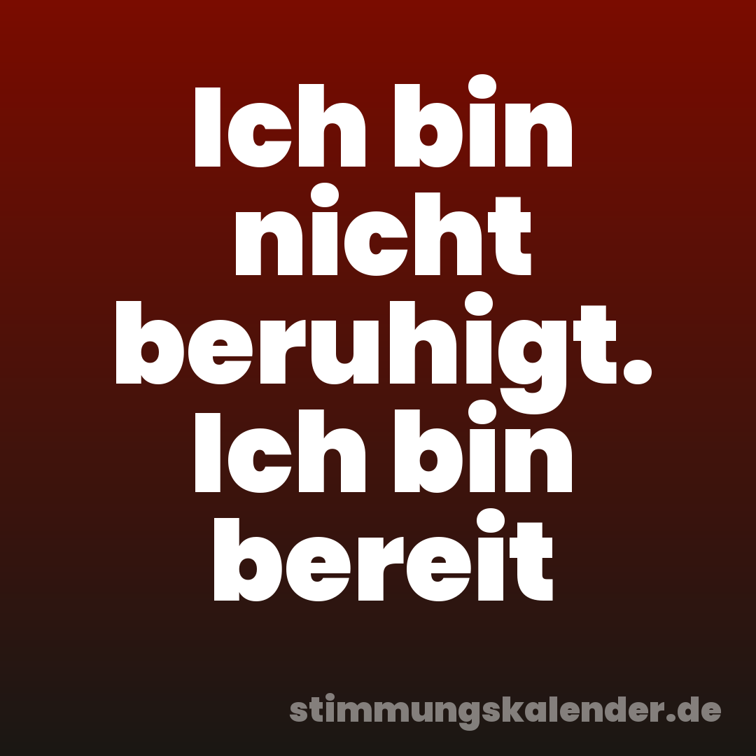 Ich bin nicht beruhigt. Ich bin bereit