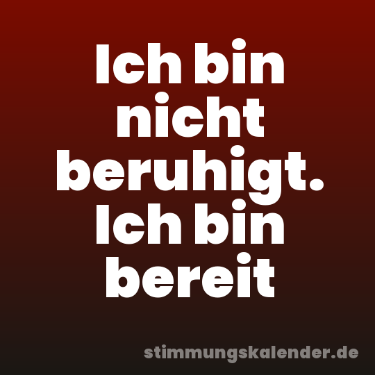 Ich bin nicht beruhigt. Ich bin bereit
