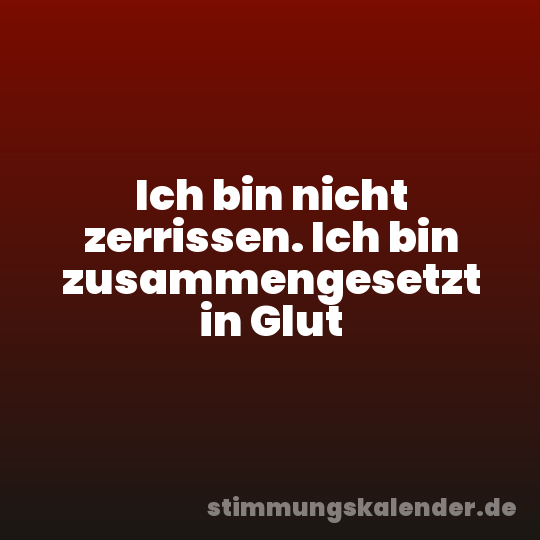Ich bin nicht zerrissen. Ich bin zusammengesetzt in Glut