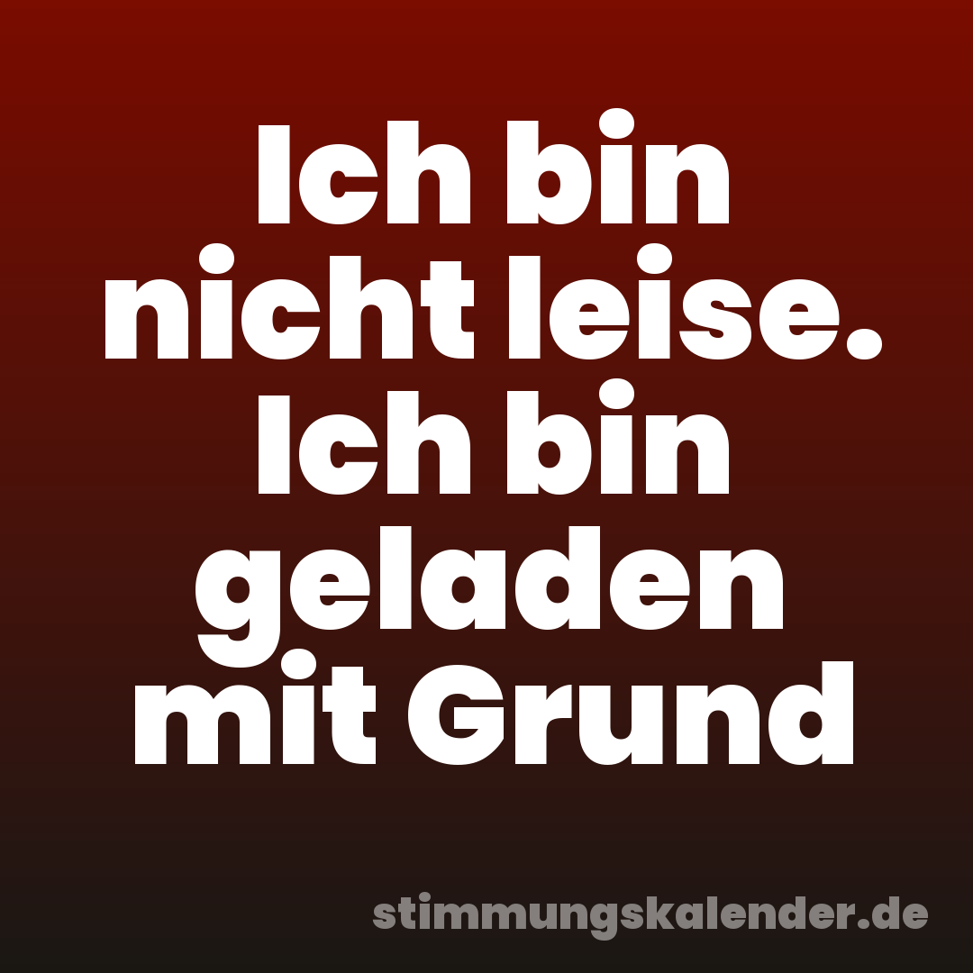 Ich bin nicht leise. Ich bin geladen mit Grund