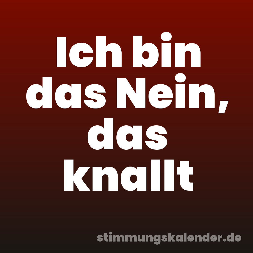 Ich bin das Nein, das knallt