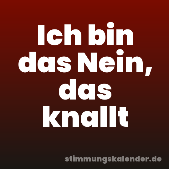 Ich bin das Nein, das knallt