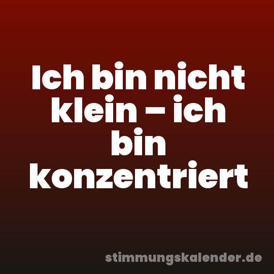 Ich bin nicht klein – ich bin konzentriert