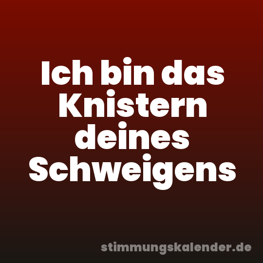 Ich bin das Knistern deines Schweigens